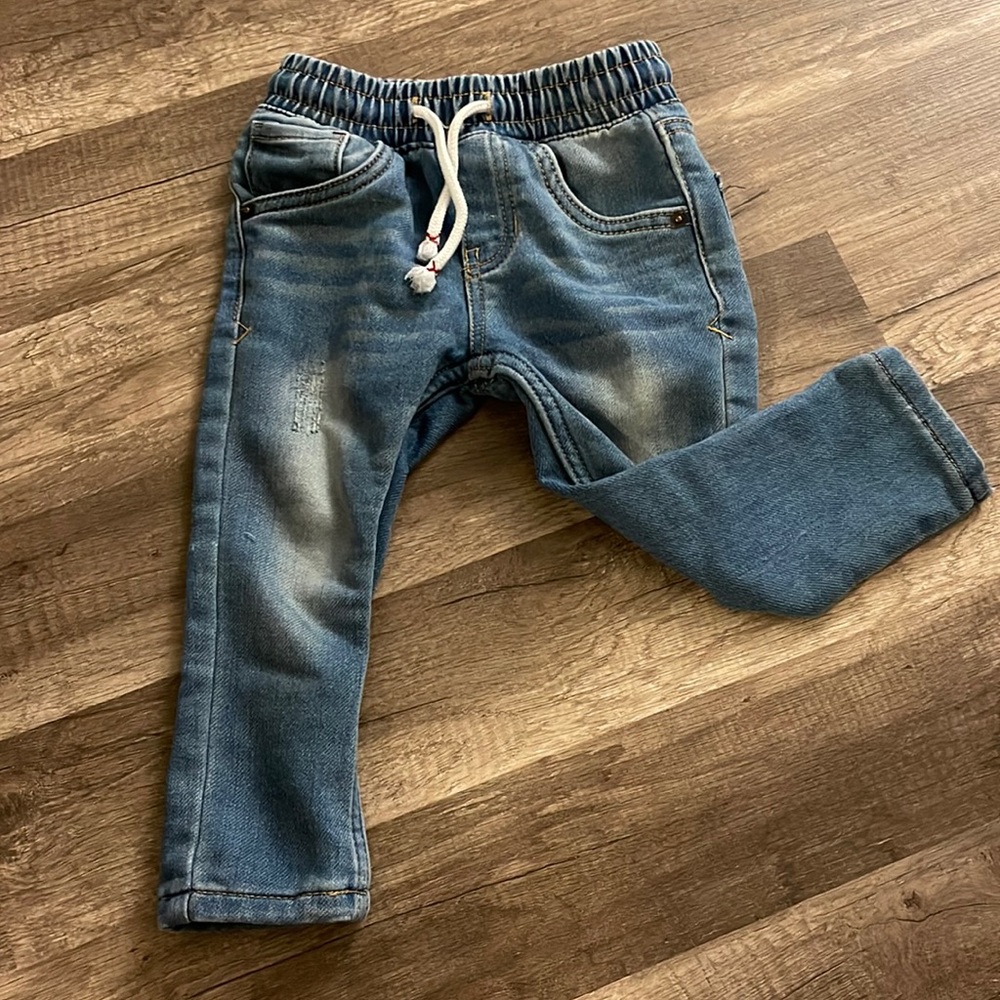 Cat & Jack, toddler boy, draw string denim jean. Size 18m.